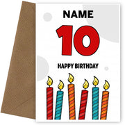Happy 10th Birthday Card - Bold Birthday Candles Design