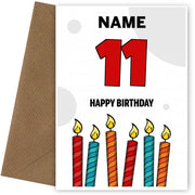 Happy 11th Birthday Card - Bold Birthday Candles Design