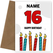 Happy 16th Birthday Card - Bold Birthday Candles Design