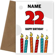 Happy 22nd Birthday Card - Bold Birthday Candles Design