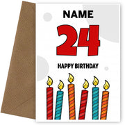 Happy 24th Birthday Card - Bold Birthday Candles Design