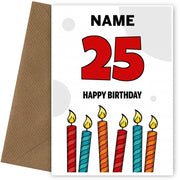 Happy 25th Birthday Card - Bold Birthday Candles Design
