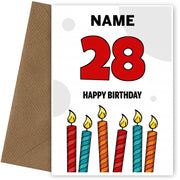 Happy 28th Birthday Card - Bold Birthday Candles Design