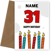 Happy 31st Birthday Card - Bold Birthday Candles Design
