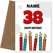 Happy 38th Birthday Card - Bold Birthday Candles Design