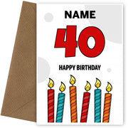 Happy 40th Birthday Card - Bold Birthday Candles Design