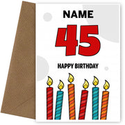 Happy 45th Birthday Card - Bold Birthday Candles Design