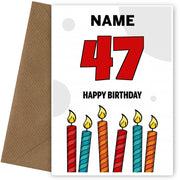 Happy 47th Birthday Card - Bold Birthday Candles Design