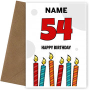 Happy 54th Birthday Card - Bold Birthday Candles Design