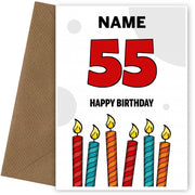 Happy 55th Birthday Card - Bold Birthday Candles Design