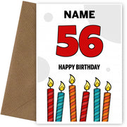 Happy 56th Birthday Card - Bold Birthday Candles Design