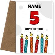 Happy 5th Birthday Card - Bold Birthday Candles Design
