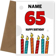 Happy 65th Birthday Card - Bold Birthday Candles Design