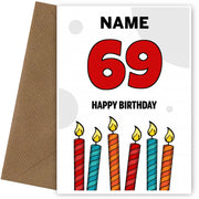 Happy 69th Birthday Card - Bold Birthday Candles Design