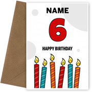 Happy 6th Birthday Card - Bold Birthday Candles Design