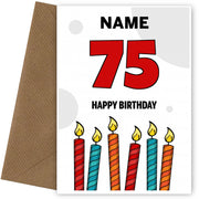 Happy 75th Birthday Card - Bold Birthday Candles Design