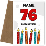 Happy 76th Birthday Card - Bold Birthday Candles Design