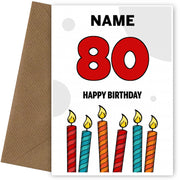 Happy 80th Birthday Card - Bold Birthday Candles Design