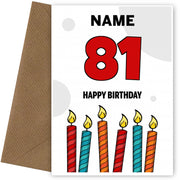 Happy 81st Birthday Card - Bold Birthday Candles Design