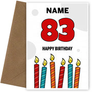 Happy 83rd Birthday Card - Bold Birthday Candles Design