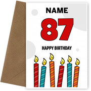 Happy 87th Birthday Card - Bold Birthday Candles Design
