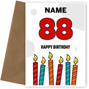 Happy 88th Birthday Card - Bold Birthday Candles Design