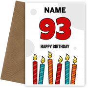 Happy 93rd Birthday Card - Bold Birthday Candles Design