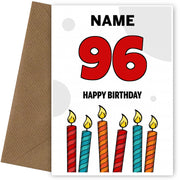 Happy 96th Birthday Card - Bold Birthday Candles Design