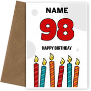 Happy 98th Birthday Card - Bold Birthday Candles Design