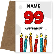 Happy 99th Birthday Card - Bold Birthday Candles Design