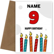 Happy 9th Birthday Card - Bold Birthday Candles Design