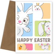 Cute Easter Card for Kids - 1st Easter Card with Bunny for Grandson or Granddaughter