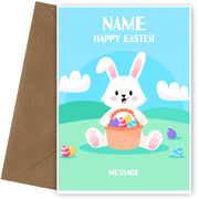 Personalised Easter Card for Girls & Boys - Cute Cartoon Rabbit