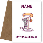 Cat Scratching Post Greetings Card