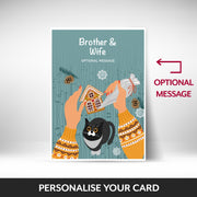 What can be personalised on this Brother & Wife christmas cards