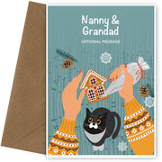 Cats and Cookies Christmas Card for Nanny & Grandad - Festive Baking