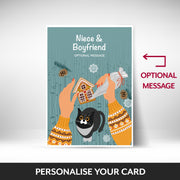 What can be personalised on this Niece & Boyfriend christmas cards