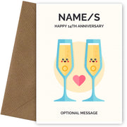 Champagne 14th Wedding Anniversary Card for Couples