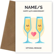 Champagne 25th Wedding Anniversary Card for Couples