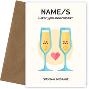 Champagne 33rd Wedding Anniversary Card for Couples