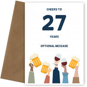 Fun 27th Birthday Card - Cheers to 27 Years!