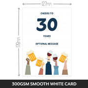 The size of this happy 30th birthday card female is 7 x 5" when folded