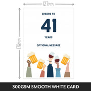 The size of this happy 41st birthday card female is 7 x 5" when folded