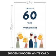 The size of this happy 60th birthday card female is 7 x 5" when folded