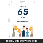 The size of this happy 65th birthday card female is 7 x 5" when folded