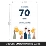 The size of this happy 70th birthday card female is 7 x 5" when folded