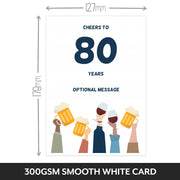 The size of this happy 80th birthday card female is 7 x 5" when folded