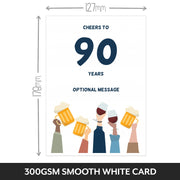 The size of this happy 90th birthday card female is 7 x 5" when folded