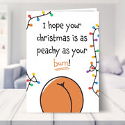 funny christmas cards for her shown in a living room
