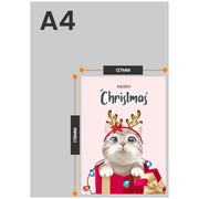 The size of this cat christmas card is 7 x 5" when folded